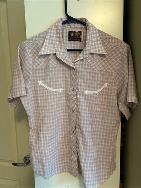 Vintage 70s Kenny Rogers Western Collection Plaid Pearl Snap Shirt Arrow Piping